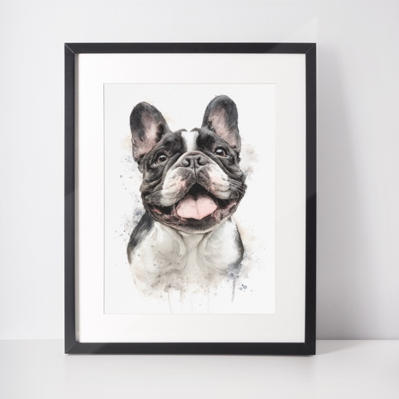 Watercolor French Bulldog Pet Portrait Wall Art Print Poster Unframed - Cute Dog - Picture 3 of 6